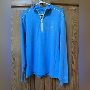 Johnie-O Men’s Blue 1/4 zip long sleeve pullover golf shirt size M